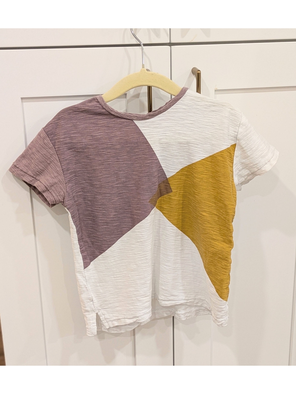 Zara Toddler Color-Block Short Sleeve Tee - White, Mauve & Mustard